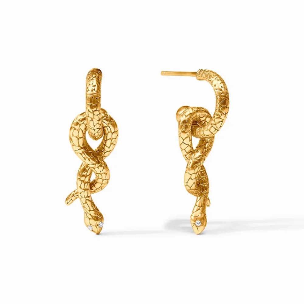 $125 Julie Vos Snake Hoop & Charm Earring